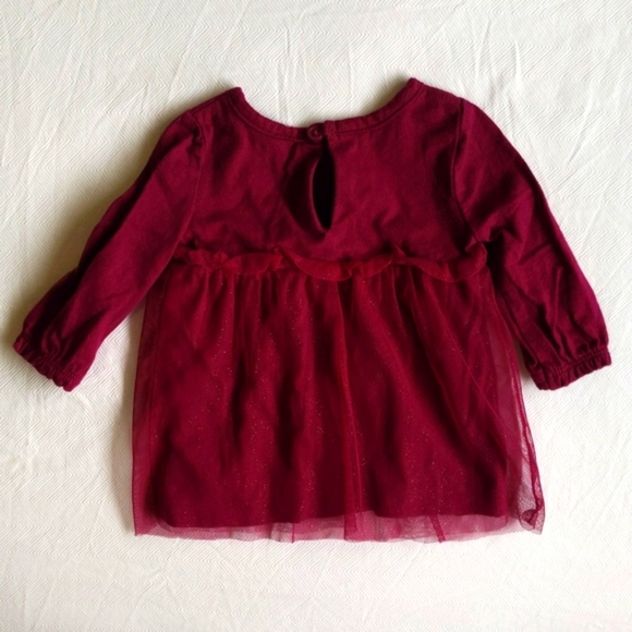 carter's plum long sleeve babydoll top with glitter tulle overlay 3 months baby - Picture 6 of 6